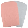 Image de Lot 2 Housses matelas a langer - Polycoton - oeko-Tex - Peche/Perle - 50 x 75 cm