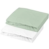 Image de Lot 2 Draps housse - 70 x 140 cm - Jersey - Blanc/Vert de gris