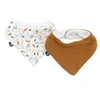 Image de Lot de 2 bavoirs bandana - TU - Mousseline - Caramel Imprimé au Fil de l'Eau