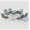 Image de Table de jardin et 6 chaises en acier et toile PVC gris LUSIANA