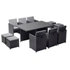 Image de Salon de jardin gris 10 personnes resine tressee 178.0 x 115 x 74.0 cm 11 pieces