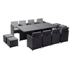 Image de Table et chaises 12 places encastrables en résine noir-gris MONACO