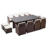 Image de Table et chaises 12 places encastrables résine marron-blanc MONACO