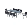 Image de Table de jardin extensible et 10 chaises alu-toile PVC gris AREZZO