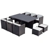 Image de Table et chaise 10 places encastrables alu résine noir-blanc SUNSET