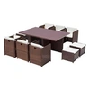 Image de Table et chaise 10 places encastrables alu résine marron-blanc SUNSET