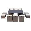 Image de Table et chaise 10 places encastrables alu résine gris-blanc SUNSET