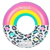 Image de Bouée Gonflable Ronde XXL pour Piscine & Plage Ultra Confort, Flotteur Deluxe - Arc-En-Ciel Et Léopard ø120cm