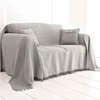Image de Becquet Plaid ou jeté de canapé uni en coton ORION - Gris 150 x 150 cm