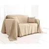 Image de Becquet Plaid ou jeté de canapé uni en coton ORION- beige Ficelle 230 x 250 cm