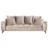 Image de Canape droit 3 places en velours beige 106 x 236 x 92 cm