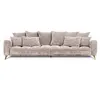 Image de Canape droit 4 places en velours beige 106 x 306 x 92 cm