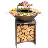 Image de MonMobilierDesign FIESTA Brasero haut avec plaque et grille amovible en acier barbecue plancha extérieur Ø 75 cm
