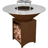 Image de FIESTA Brasero haut acier corten avec plaque et grille amovible inox barbecue plancha extérieur Ø 100 cm