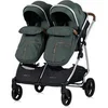 Image de DUO SMART Poussette jumeaux ou enfants rapprochés largeur 79 cm Vert + 2 cosy i-Size vert avec base Isofix