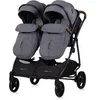Image de DUO SMART Poussette jumeaux ou enfants rapprochés largeur 79 cm Gris + 2 cosy i-Size gris avec base Isofix