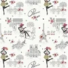 Image de Tissu jacquard tissé Paris CHIC vendu au mètre(...) - Ecru/rouge Ecru