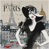 Image de Tissu carré jacquard 48 cm x 48 cm j'aime Paris(...) - Ecru