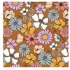 Image de Tissu coton popeline fleuri sur fond toffee vendu au mètre(...) - 015 Caramel