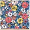 Image de Tissu coton popeline fleuri sur fond bleu vendu au mètre(...) - 0006 Bleu