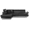 Image de Lisbona - Canapé d'angle convertible - en PU - avec têtières réglables - Gauche - Noir