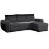 Image de Milan - Canapé d'angle réversible - 4 places - Convertible avec coffre - En simili et tissu - Noir / Gris