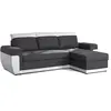 Image de Milan - Canapé d'angle réversible - 4 places - Convertible avec coffre - En simili et tissu - Blanc / Gris