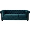 Image de William - Canapé 3 places Chesterfield - velours - Bleu canard