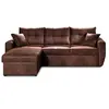 Image de Canape droit fixe BEST MOBILIER astoria 4 places en coton marron avec coffre