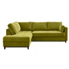 Image de Anna - canapé d'angle gauche - 5 places - convertible - en velours - Vert Olive