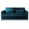 Image de Owen - canapé 3 places convertible express couchage quotidien 140 cm matelas 12 cm en velours - Bleu canard