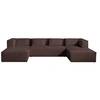Image de Canape angle fixe LISA DESIGN 7 places en polyester marron 176 x 327 x 64 cm