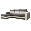 Image de Harvey - Canapé d'angle réversible 4 places convertible avec coffre en tissu bicolore - Gris / Beige