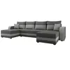 Image de Harvey - Canapé panoramique en U 7 places convertible avec coffre en tissu bicolore - Gris