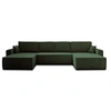 Image de Canape angle fixe BEST MOBILIER 7 places en velours vert 185 x 342 x 85 cm