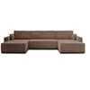 Image de Canape droit fixe best mobilier dellia 7 places en velours cotele taupe avec coffre