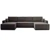 Image de Canape angle fixe BEST MOBILIER 7 places en velours gris 185 x 342 x 85 cm