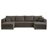 Image de Canape angle fixe BEST MOBILIER 7 places en velours gris 140 x 320 x 85 cm