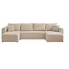 Image de Canape angle fixe BEST MOBILIER 7 places en velours beige 140 x 320 x 85 cm