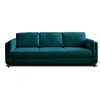 Image de Canape droit 3 places en polyester bleu 230 x 230 x 85 cm