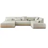 Image de Canape angle fixe 7 places en polyester beige 198 x 334 x 77 cm