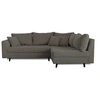 Image de Rune - canapé d'angle droit - 4 places - avec pouf d'appoint - en velours côtelé - Gris foncé