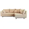 Image de Rune - canapé d'angle droit - 4 places - avec pouf d'appoint - en velours côtelé - Beige