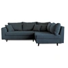 Image de Rune - canapé d'angle droit - 4 places - avec pouf d'appoint - en velours côtelé - Bleu nuit