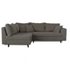 Image de Rune - canapé d'angle gauche - 4 places - avec pouf d'appoint - en velours côtelé - Gris foncé