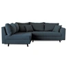 Image de Rune - canapé d'angle gauche - 4 places - avec pouf d'appoint - en velours côtelé - Bleu nuit