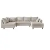 Image de Rune - canapé panoramique d'angle gauche - 7 places - en velours côtelé - Gris clair