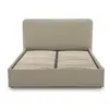 Image de Lit coffre best mobilier 210 x 175 x 100 cm en tissu sommier a lattes pour 2 personnes de couleur beige