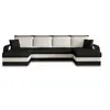 Image de Valos - canapé panoramique en U - 7 places - convertible avec coffre - en velours - Noir / Blanc