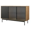 Image de Lamia - buffet bas - effet bois et noir - 3 portes - 148 cm - Noir / Bois